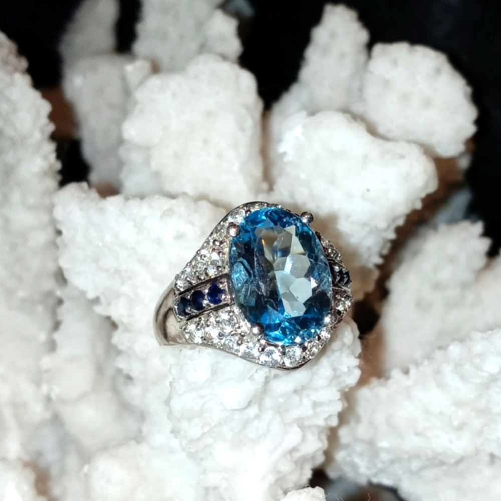 Blue Topaz Sterling Silver Statement Ring